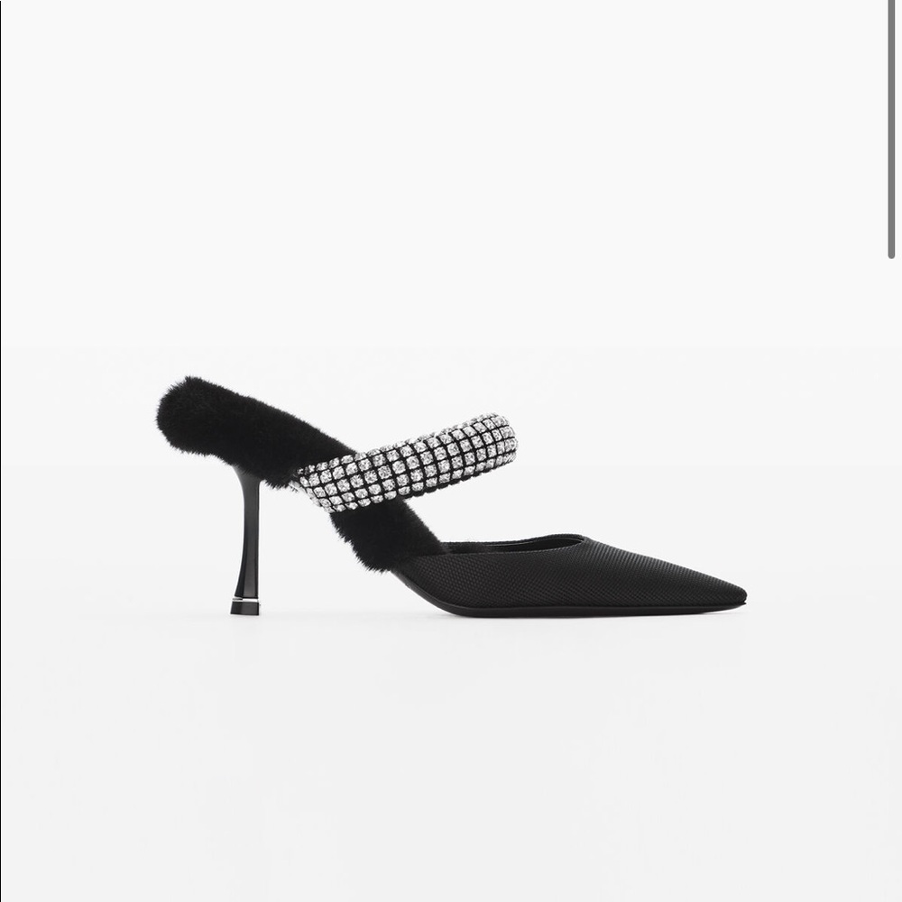 Alexander Wang grace85 crystal mule in nylon & faux fur - 36